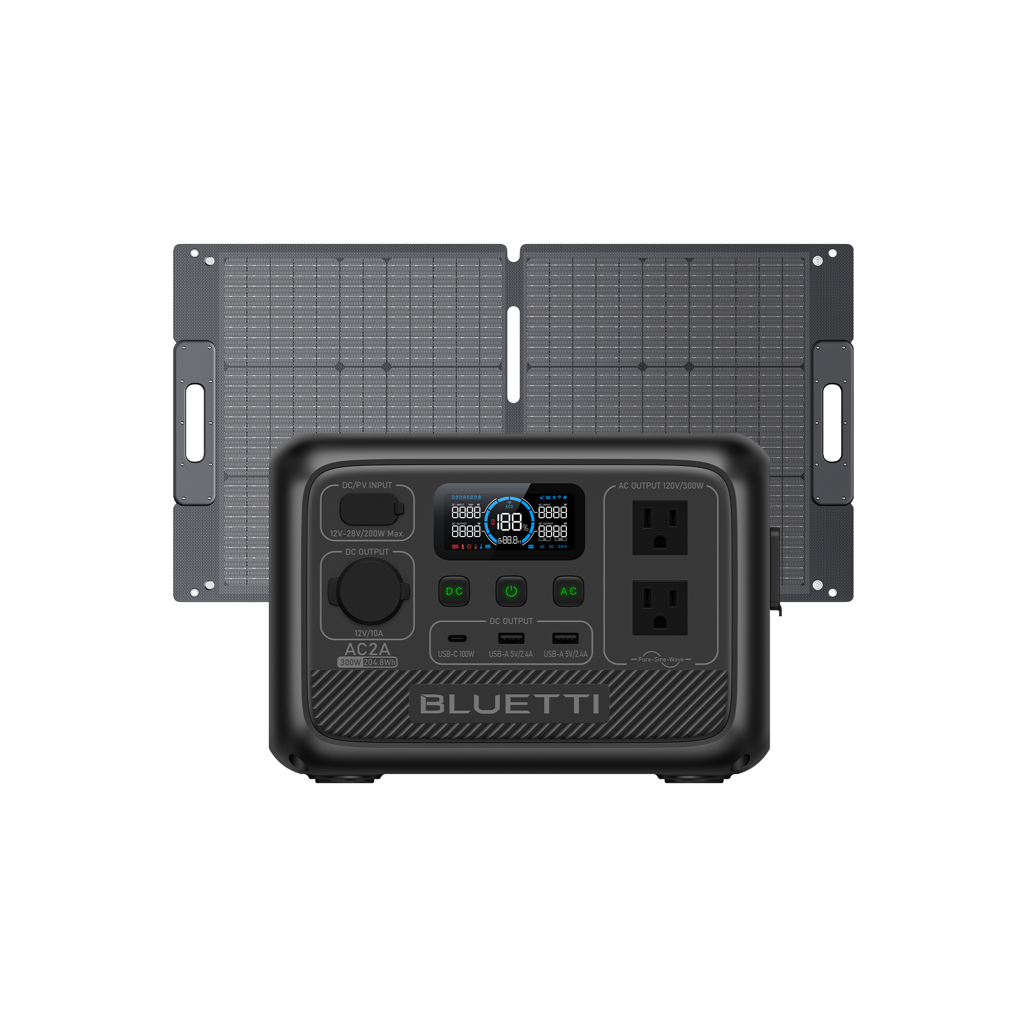 BLUETTI AC2A+SP100L Solar Generator | 300W, 204Wh
