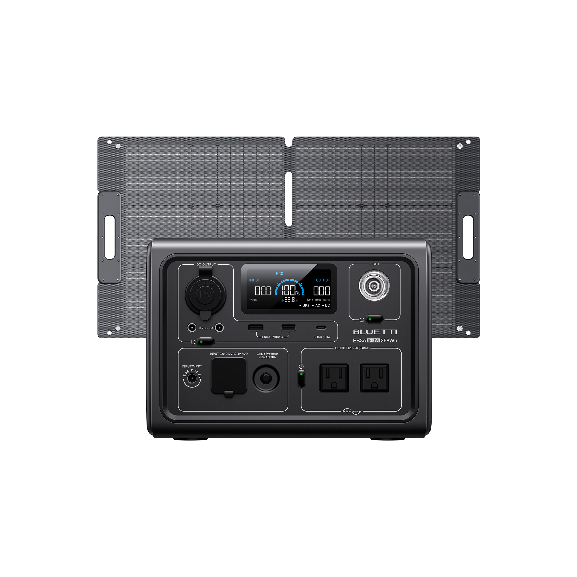 EB3A+SP100L Solar Generator | 600W,268Wh