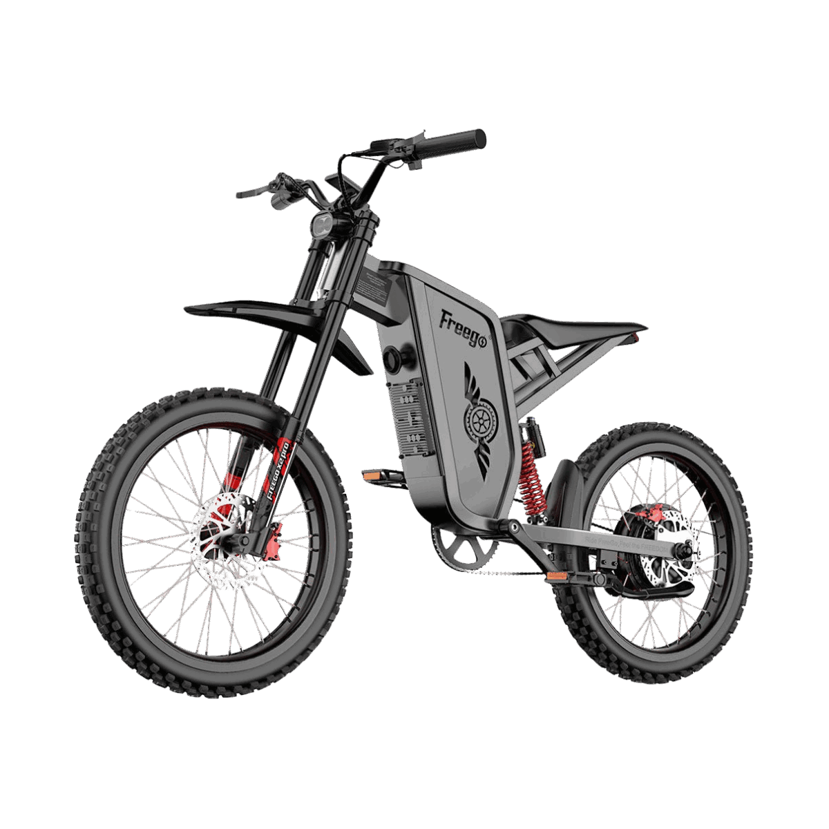 Freego X2 Pro All-Terrain Dirt eBike,Range (km): 37–56 miles,Speed: 50 mph.