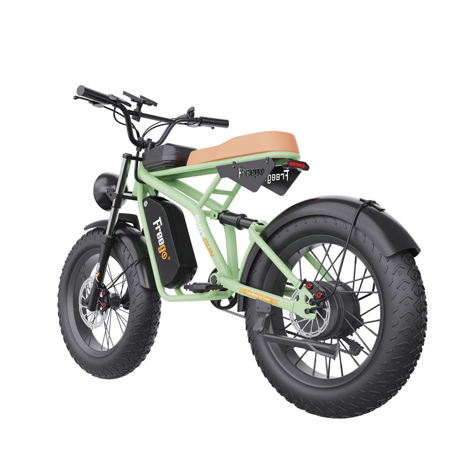 Freego F1 Pro(Camouflage Green) Fat Tires Off Road Electric Bike 7 Speed Gears,speed:34miles/h,Range: 38mi -43mi,F1 Pro-Green.