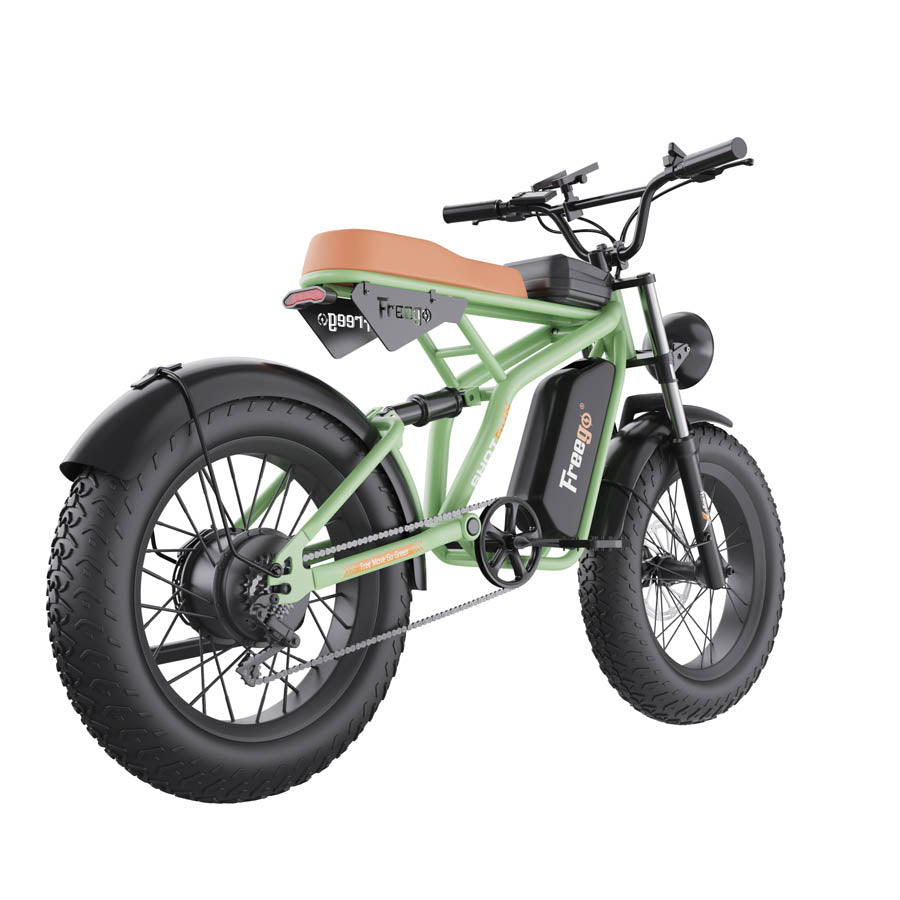 Freego F1 Pro(Camouflage Green) Fat Tires Off Road Electric Bike 7 Speed Gears,speed:34miles/h,Range: 38mi -43mi,F1 Pro-Green.