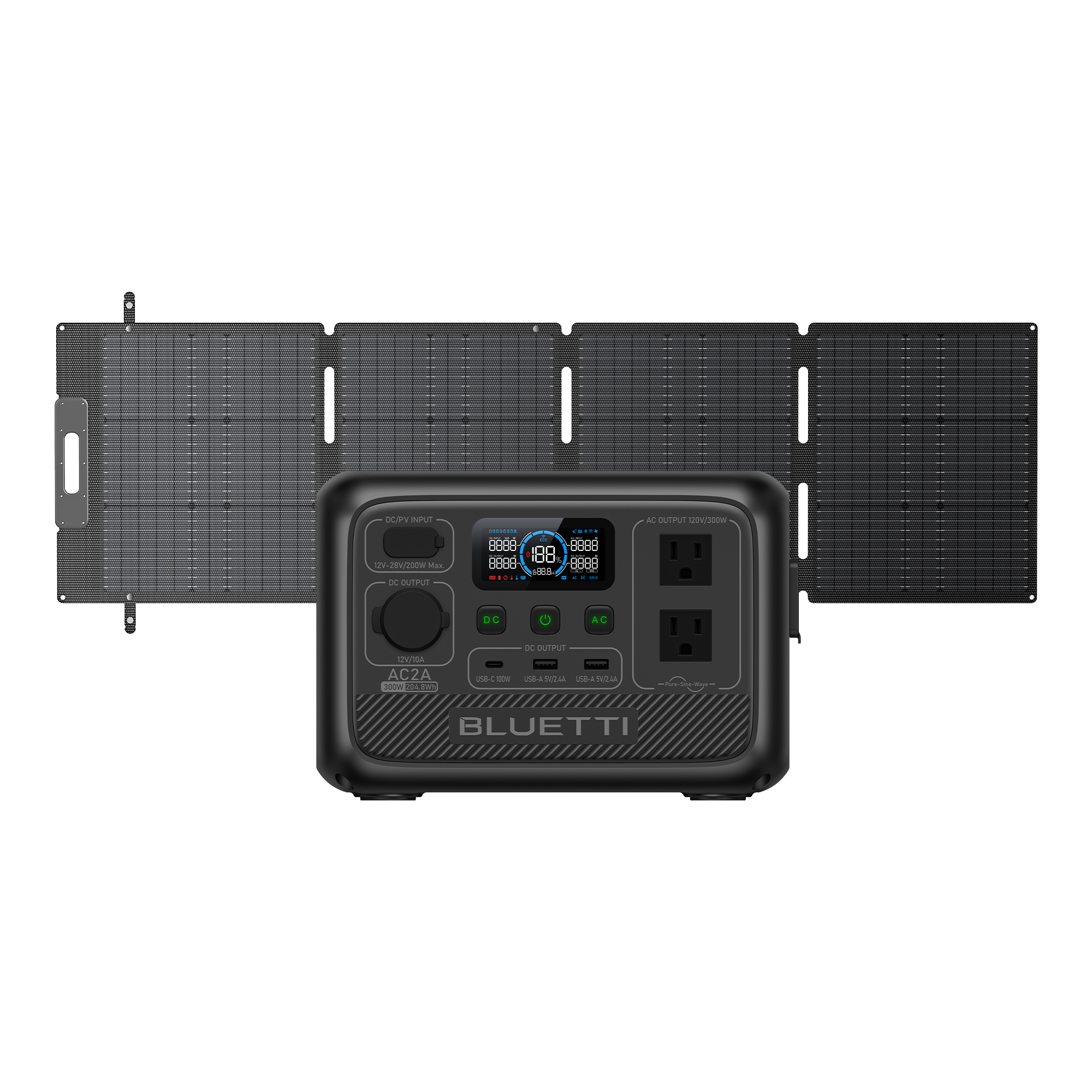 BLUETTI AC2A+SP100L Solar Generator | 300W, 204Wh