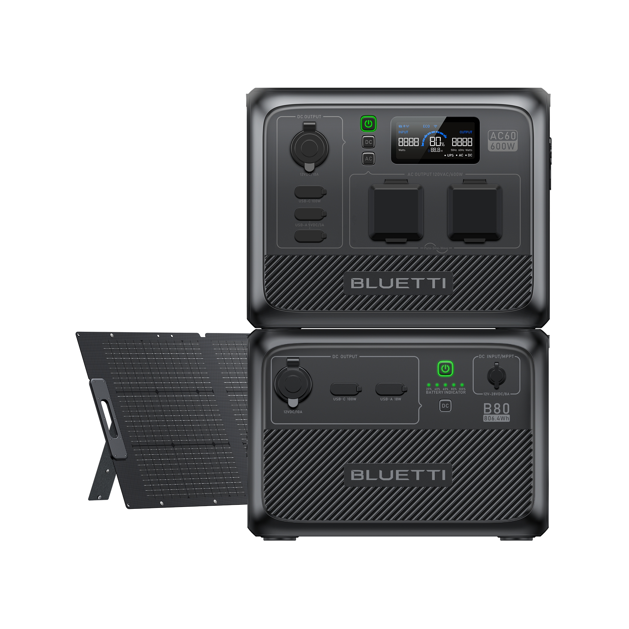 BLUETTI AC60+SP100L Solar Generator | 600W 403Wh