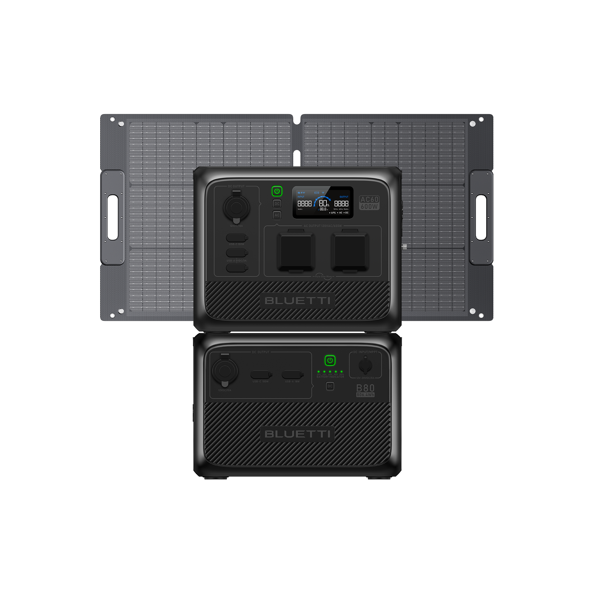 BLUETTI AC60+SP100L Solar Generator | 600W 403Wh