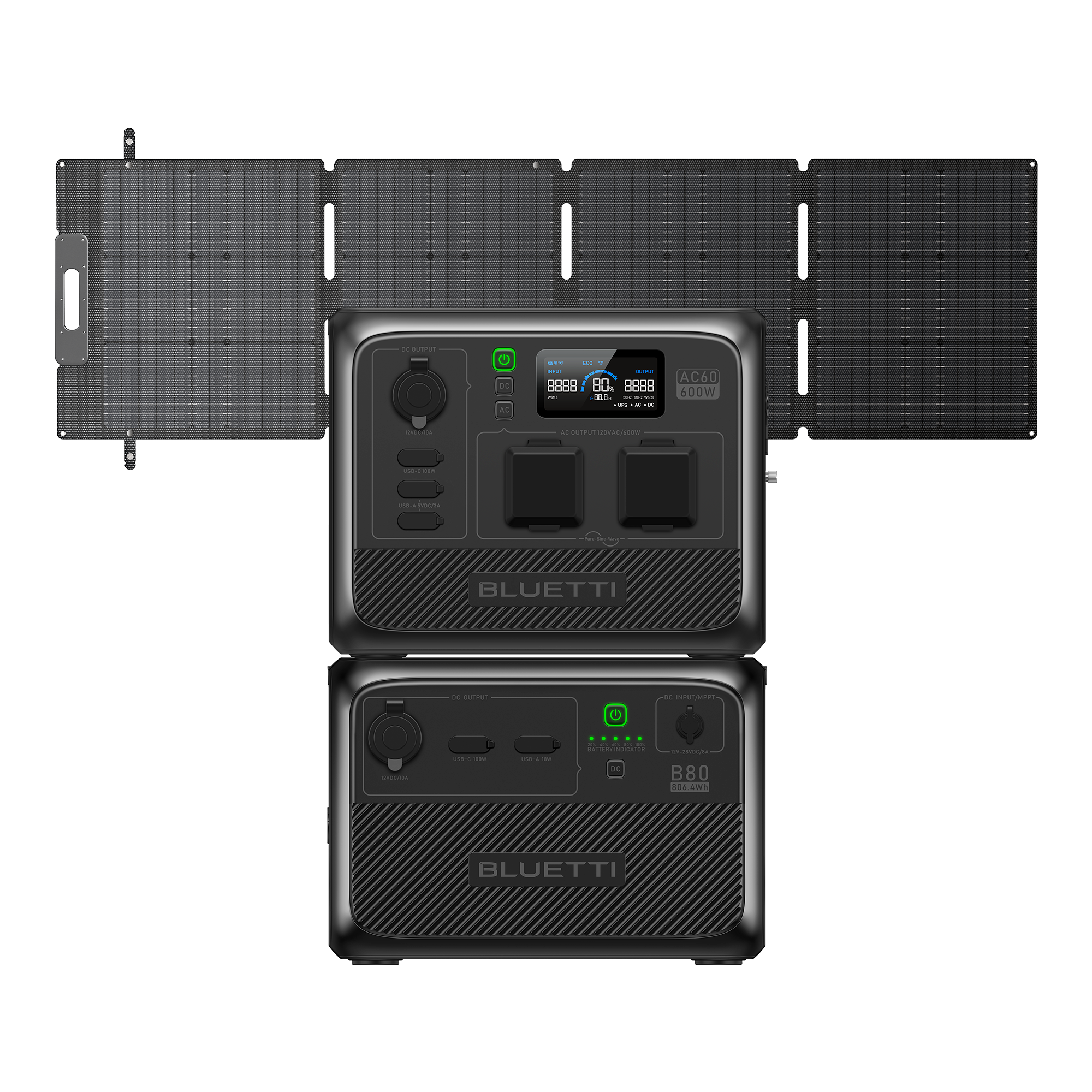BLUETTI AC60+SP100L Solar Generator | 600W 403Wh