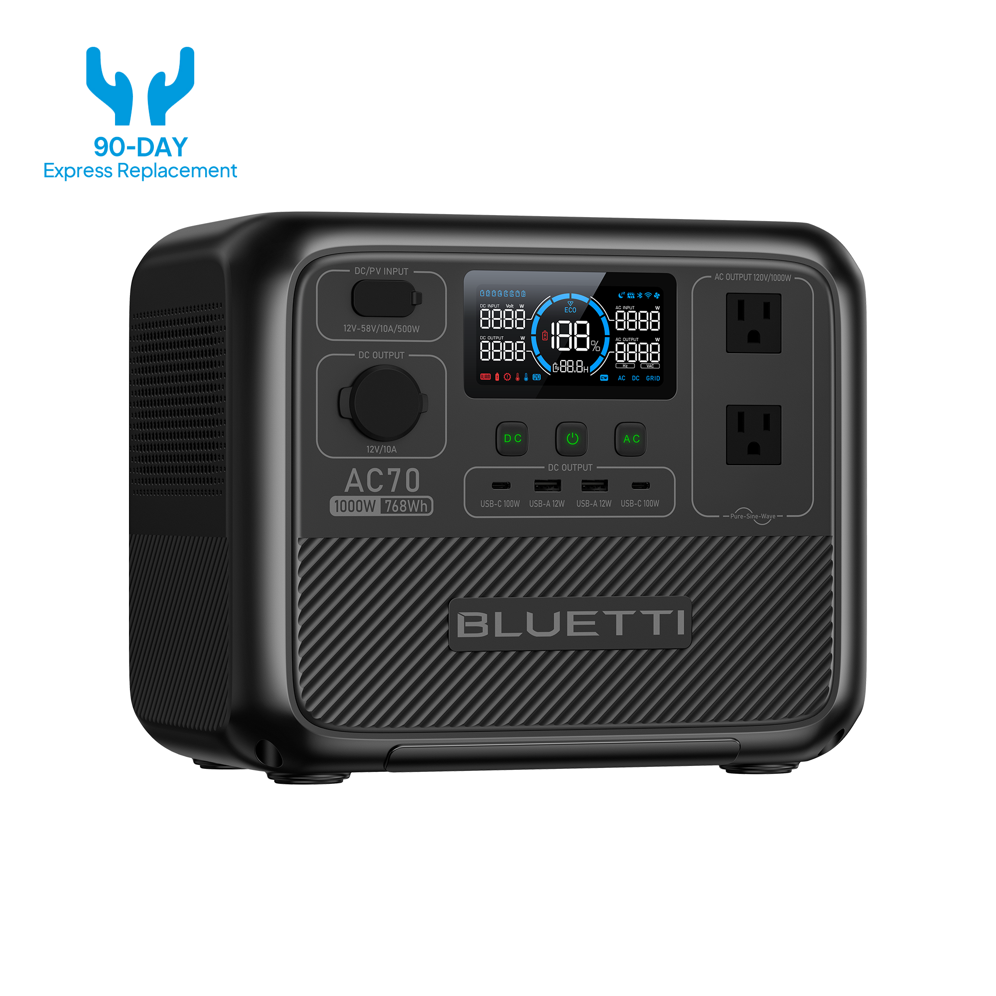 AC70+SP100L Solar Generator | 1000W, 768Wh