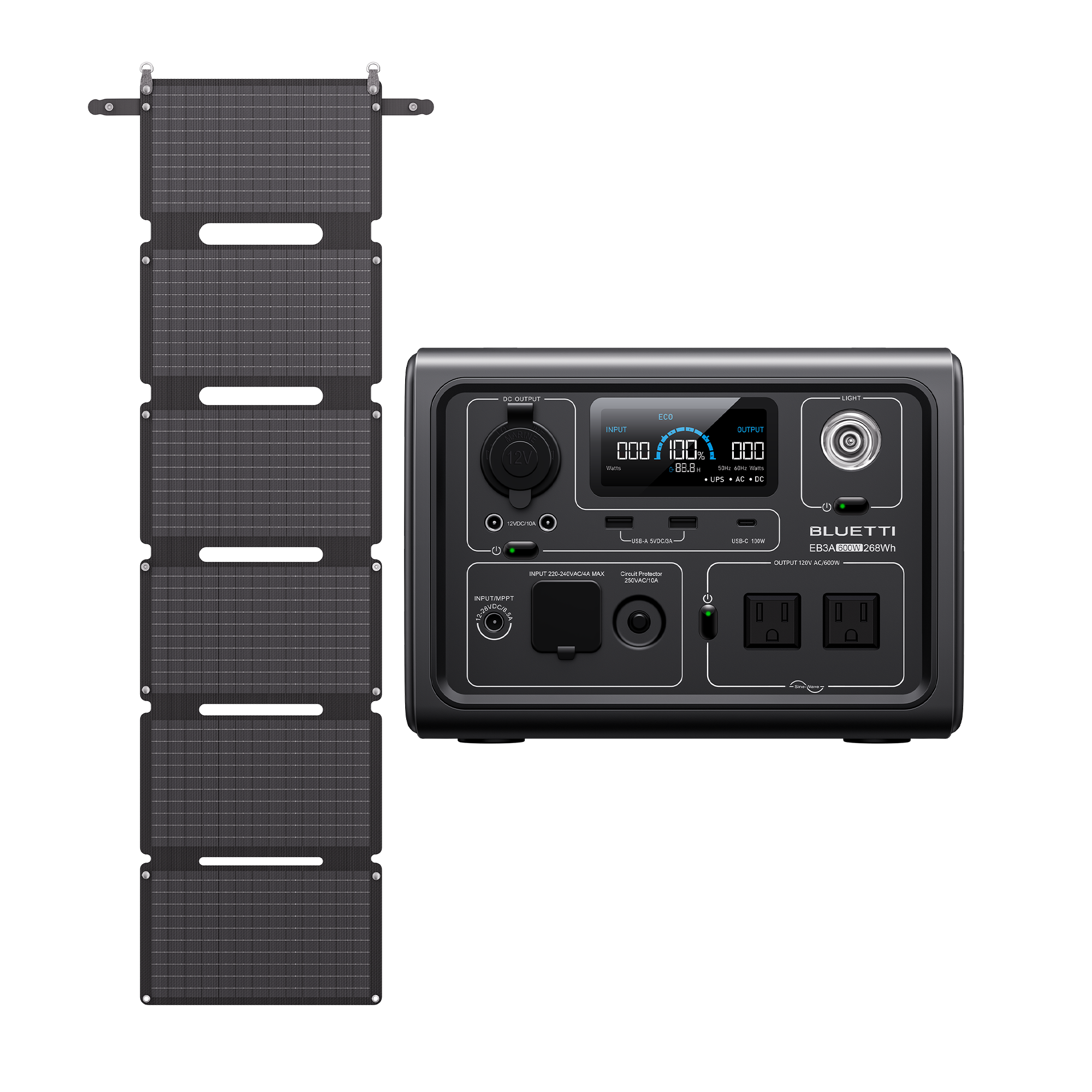EB3A+SP100L Solar Generator | 600W,268Wh