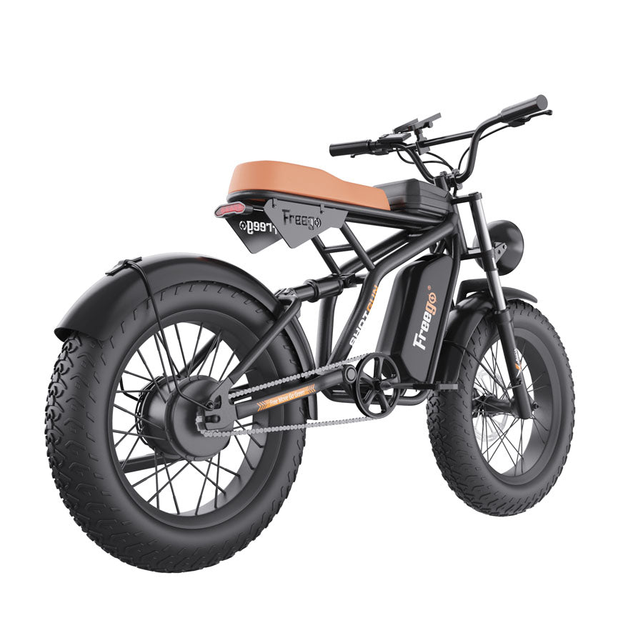 Freego F1 Fat Tires Off Road Black Electric Bike Removable Battery,Max Speed:31miles/h, Range;25mi -31mi /h,F1