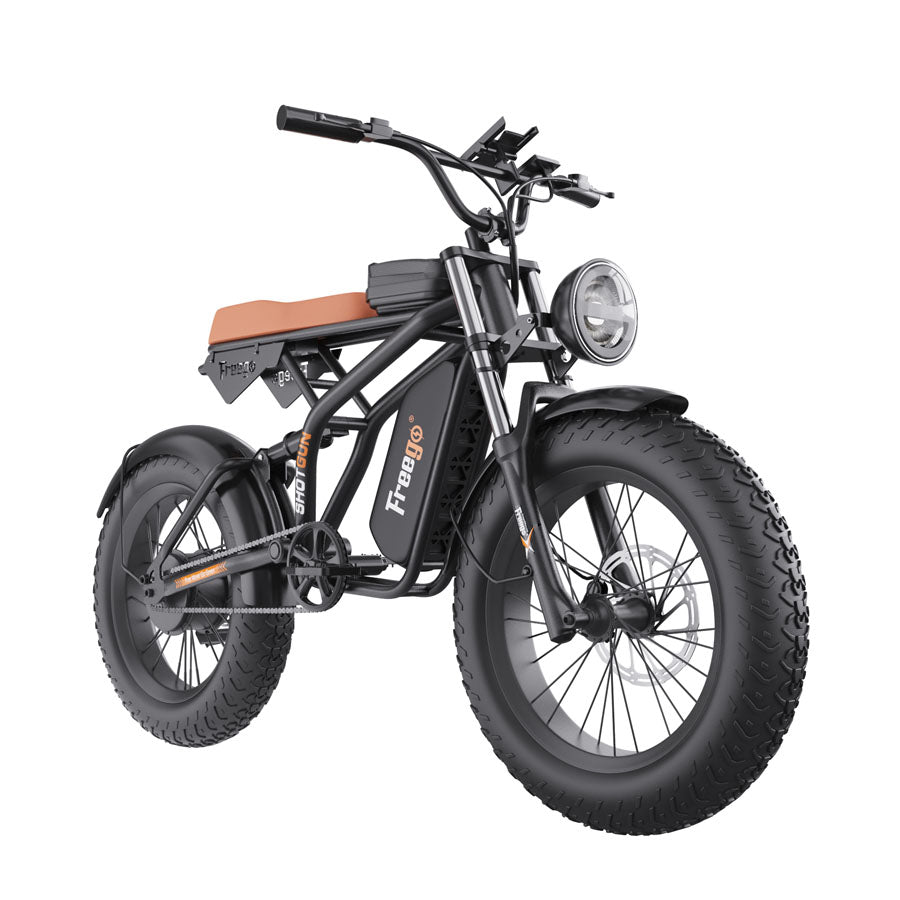 Freego F1 Fat Tires Off Road Black Electric Bike Removable Battery,Max Speed:31miles/h, Range;25mi -31mi /h,F1