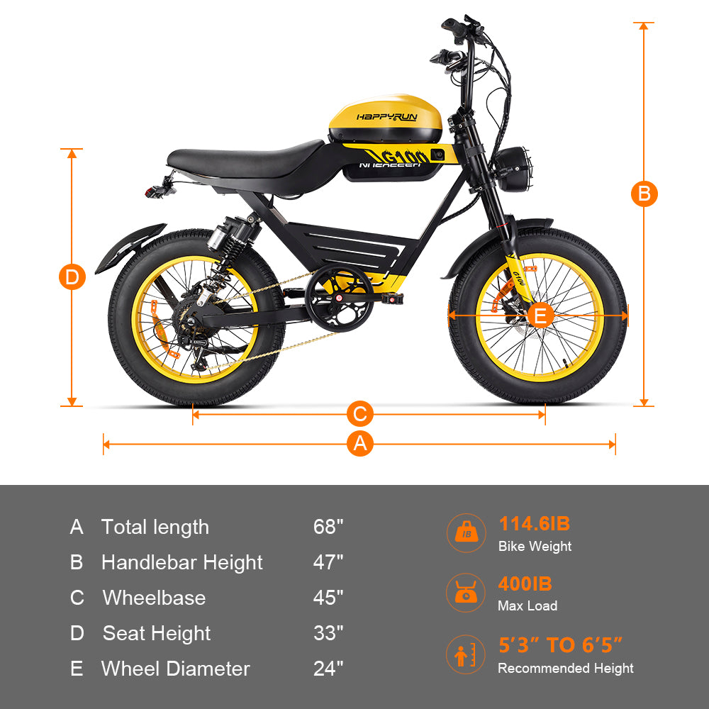 HappyRun 1000W Ebike G100 Dual Batteries