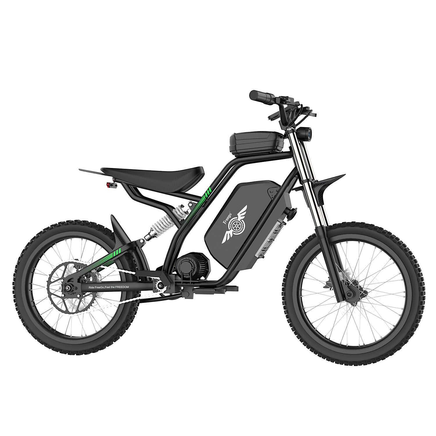 Freego Nova 3 Mid-Drive All-Terrain Dirt eBike. Max speed:40mph (64km/h) Range:50 miles