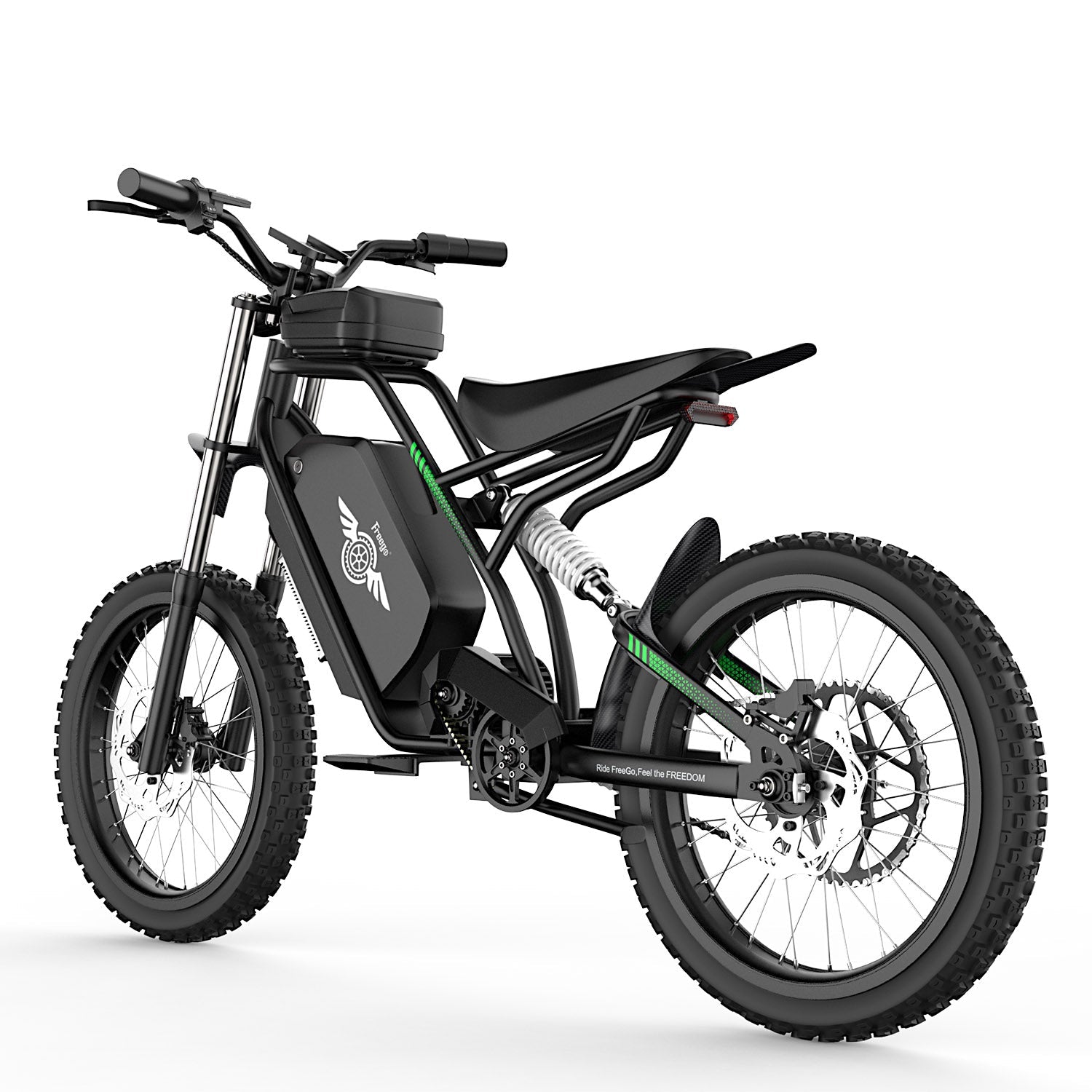 Freego Nova 3 Mid-Drive All-Terrain Dirt eBike. Max speed:40mph (64km/h) Range:50 miles