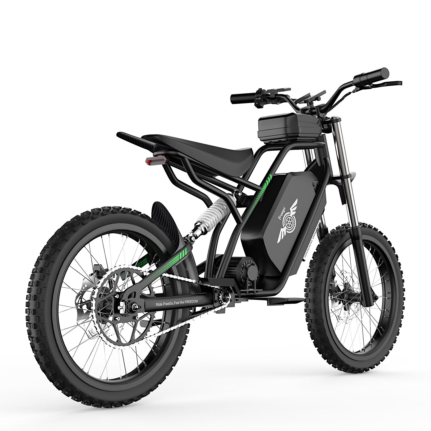 Freego Nova 3 Mid-Drive All-Terrain Dirt eBike. Max speed:40mph (64km/h) Range:50 miles
