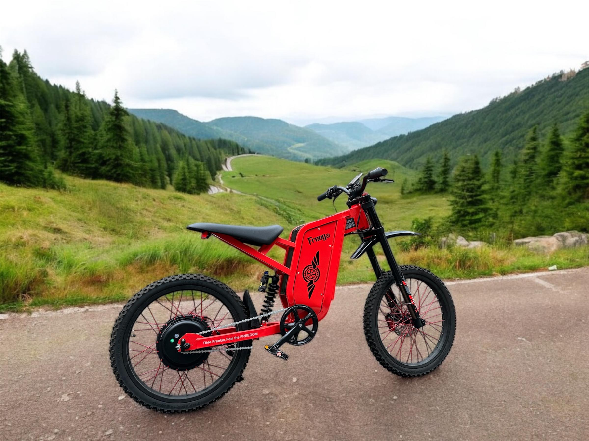 Freego X2 Pro All-Terrain Dirt eBike,Range (km): 37–56 miles,Speed: 50 mph.